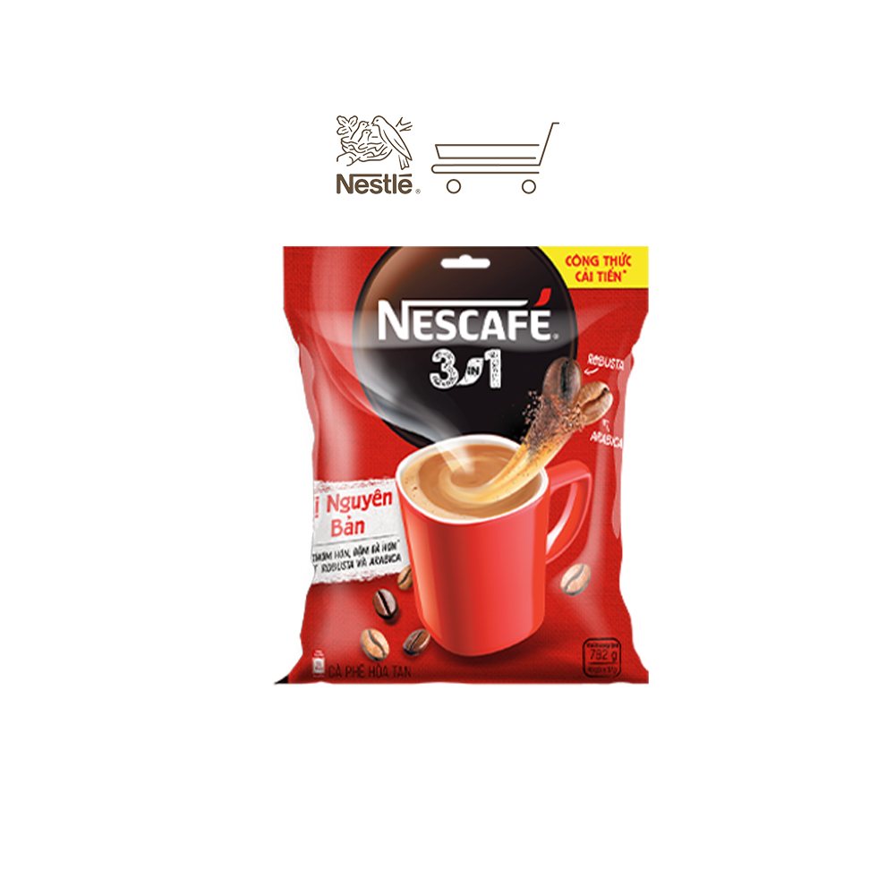 Combo 2 bịch cà phê NESCAFÉ 3IN1 VỊ NGUYÊN BẢN - Công thức cải tiến (Bịch 46 gói x 16g)