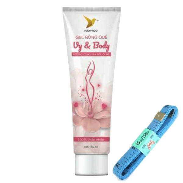 Vy &amp; Body Gel Gừng Quế (150ml) - Gel Massage Tan Mỡ Bụng, Đùi + Kèm Thước Dây(màu ngẫu nhiên)