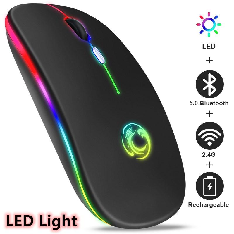 2020 Không Dây Bluetooth RGB Sạc Chuột Máy Tính Không Dây Im Lặng Mause LED Backlit Công Thái Chuột Chơi Game Laptop