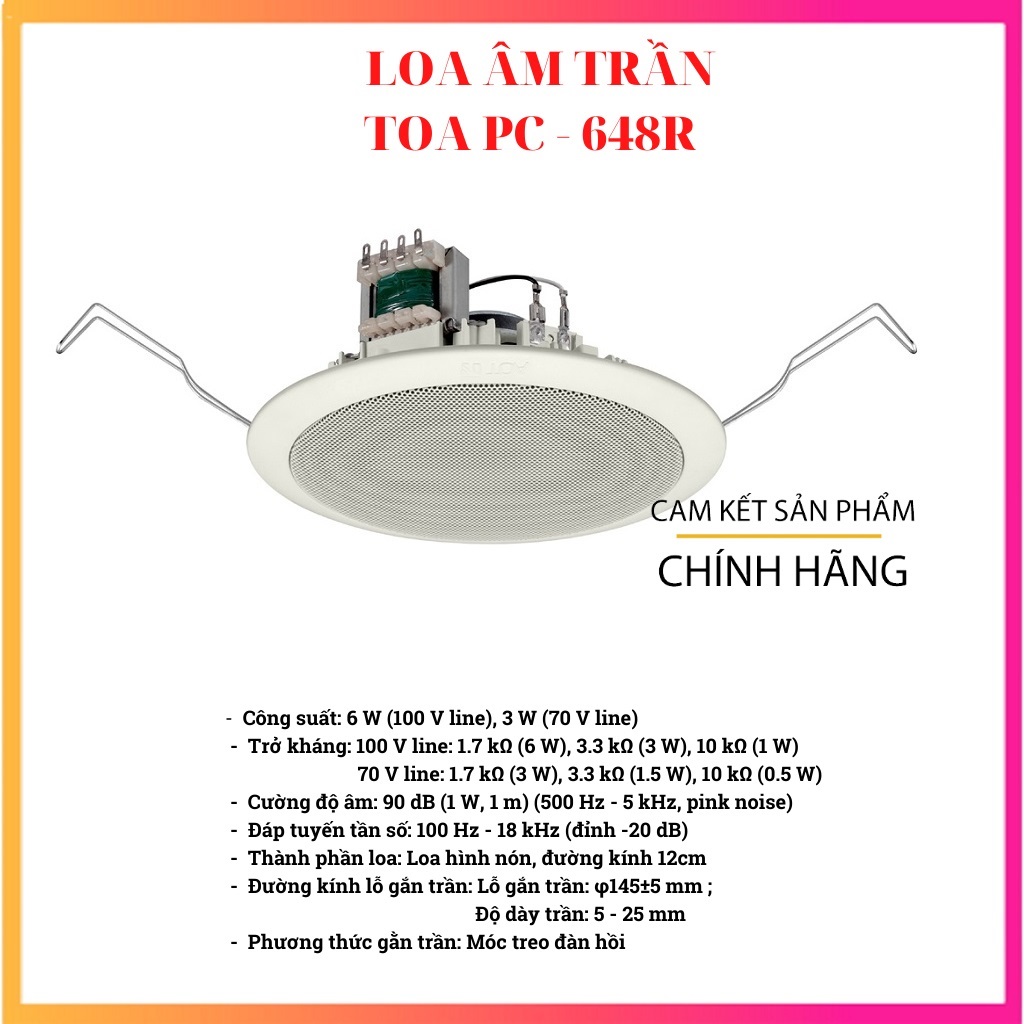 Loa âm trần lưới mịn 6W TOA PC-648R