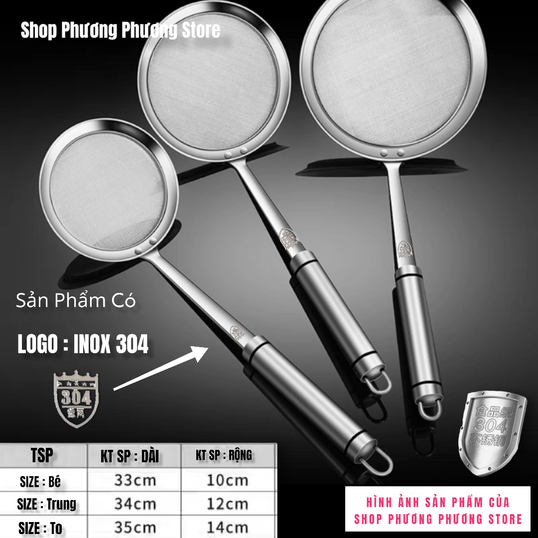 Vợt , vớt , hớt lưới lọc cặn cho dầu ăn và vớt bọt loại xịn inox 304 không hoen gỉ cao cấp xử dụng bền lâu