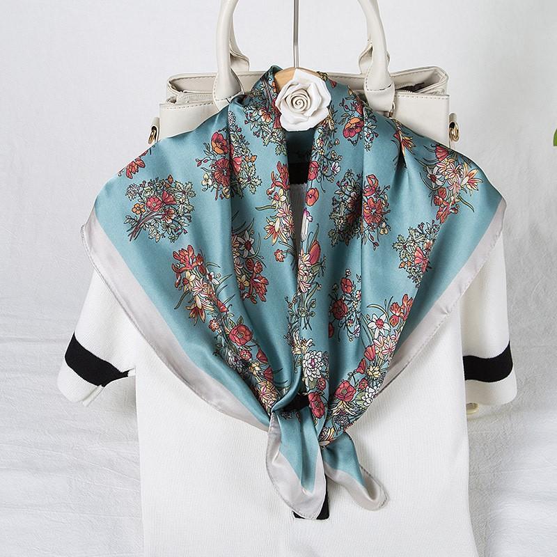 Khăn Lụa Vuông  Cao Cấp Bông Hoa - Chất Liệu Lụa Chiffon - 70x70cm - Mã KL033