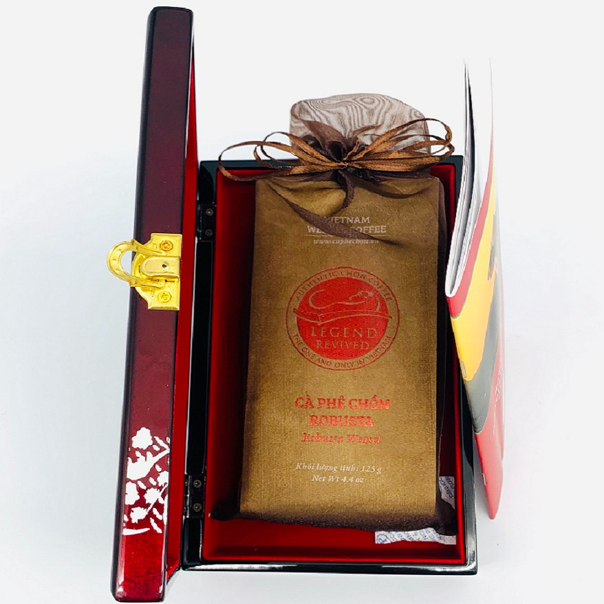 Cà phê Chồn Robusta 125gam - Hộp Sơn Mài
