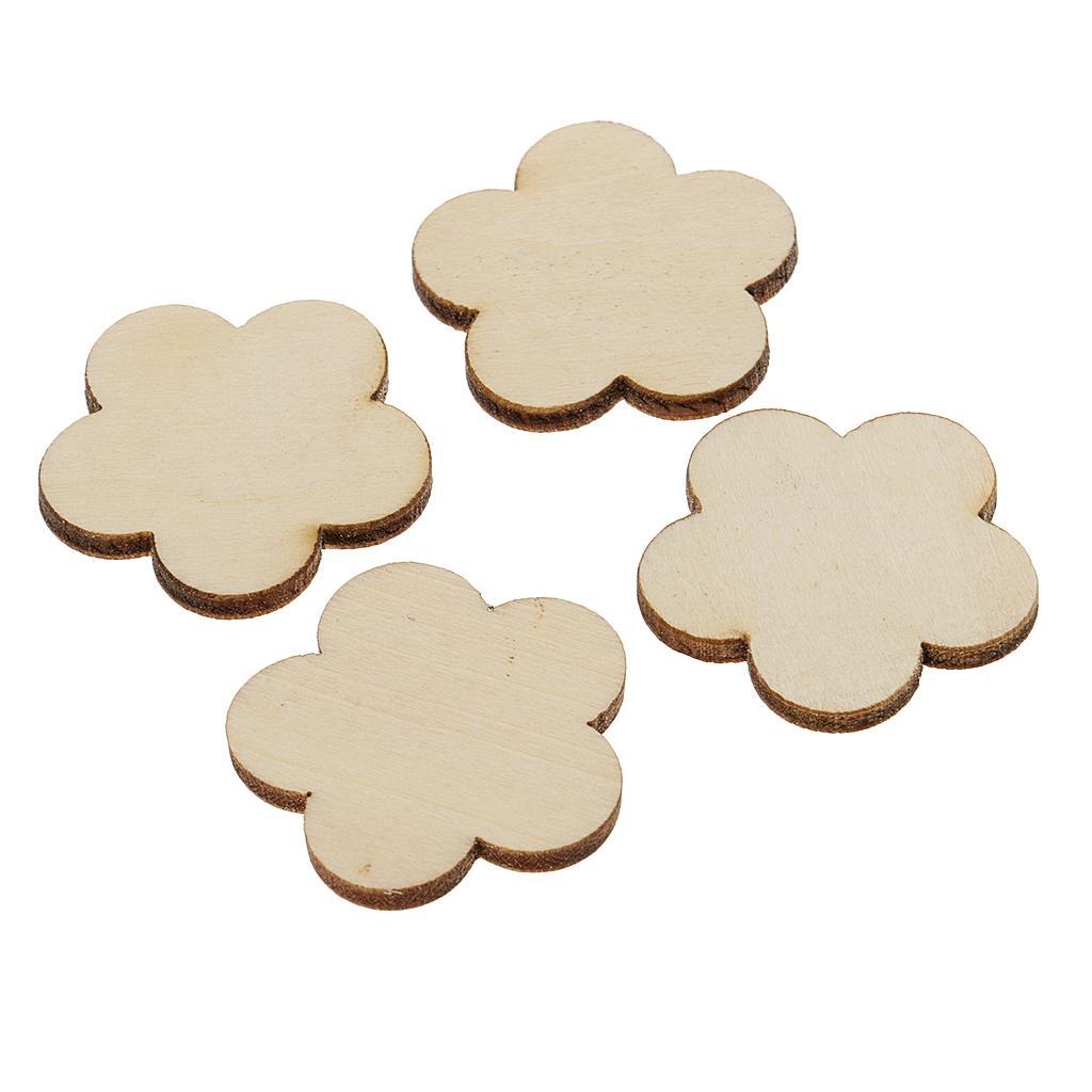 Multiple Shape MDF Unfinished Wooden Pieces Blank Plaque DIY Craft 60 Pieces