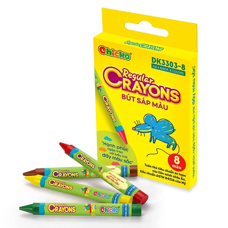 Bút Sáp Màu Chicko Regular Crayons - 8 Màu - DK3303-8