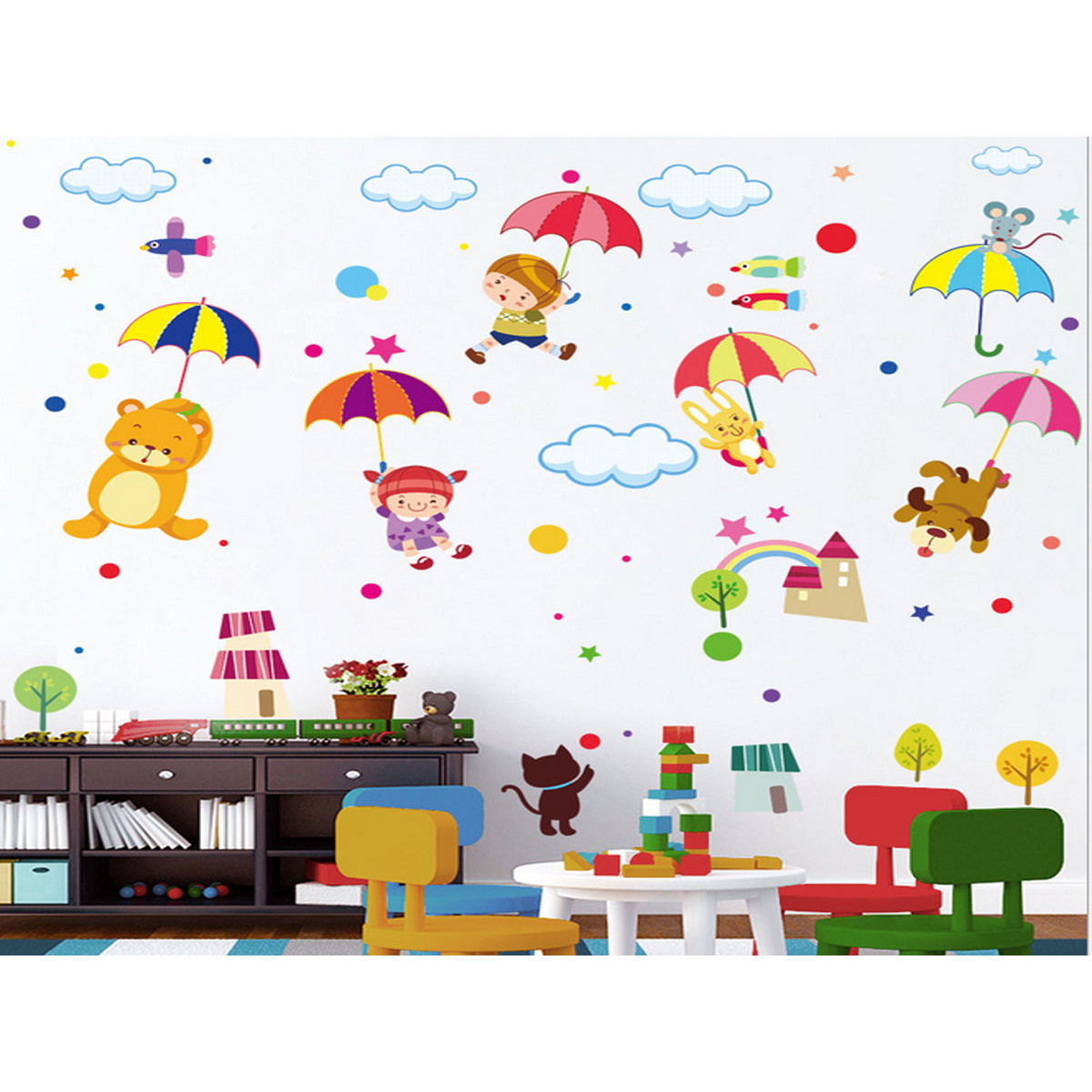 Decal dán tường cho bé - gấu đu ô xl8217