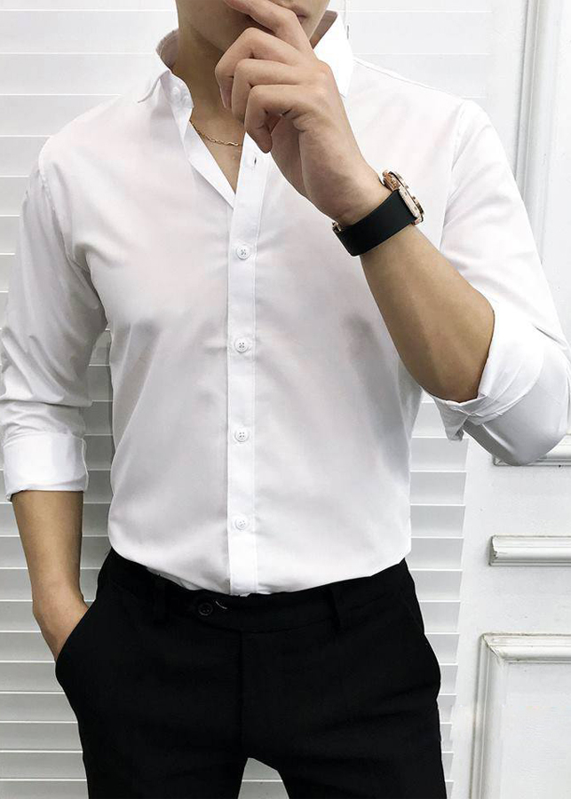 Áo Sơ Mi Nam Trắng Trơn TRANGBE99 - M