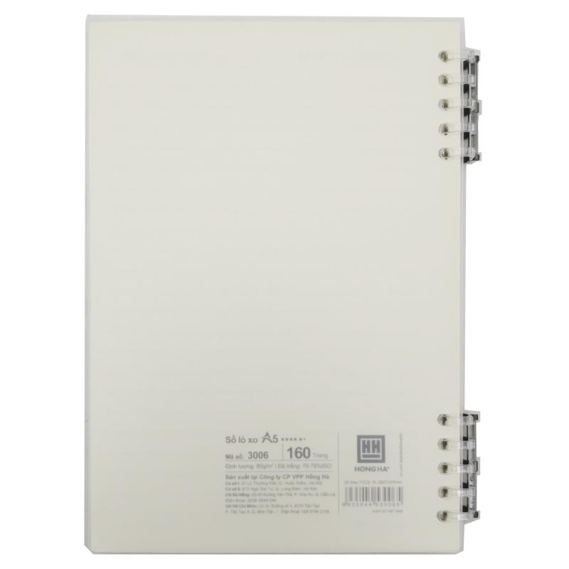Sổ Lò Xo Bìa Nhựa Basic A5 - 160 Trang 80gsm - Hồng Hà 6744