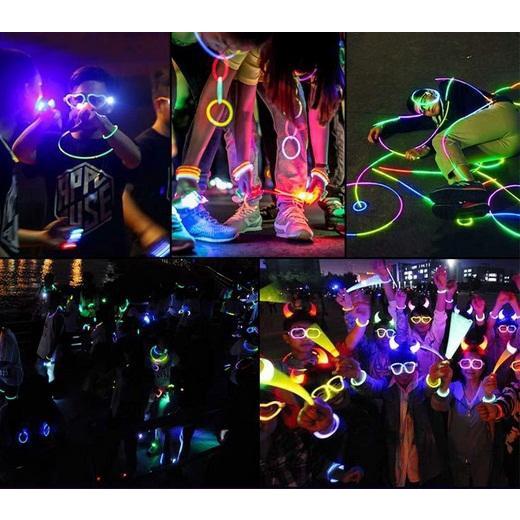 100 Que Phát Sáng kèm 100 đầu nối tạo vòng- Vòng tay Dạ Quang nhiều màu ngầu nhiễn hàng mới về