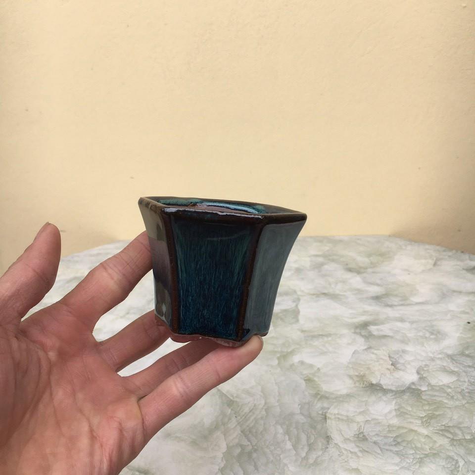 Chậu bonsai Lục loe mini men hỏa biến gốm Bát tràng 1 size BM-126