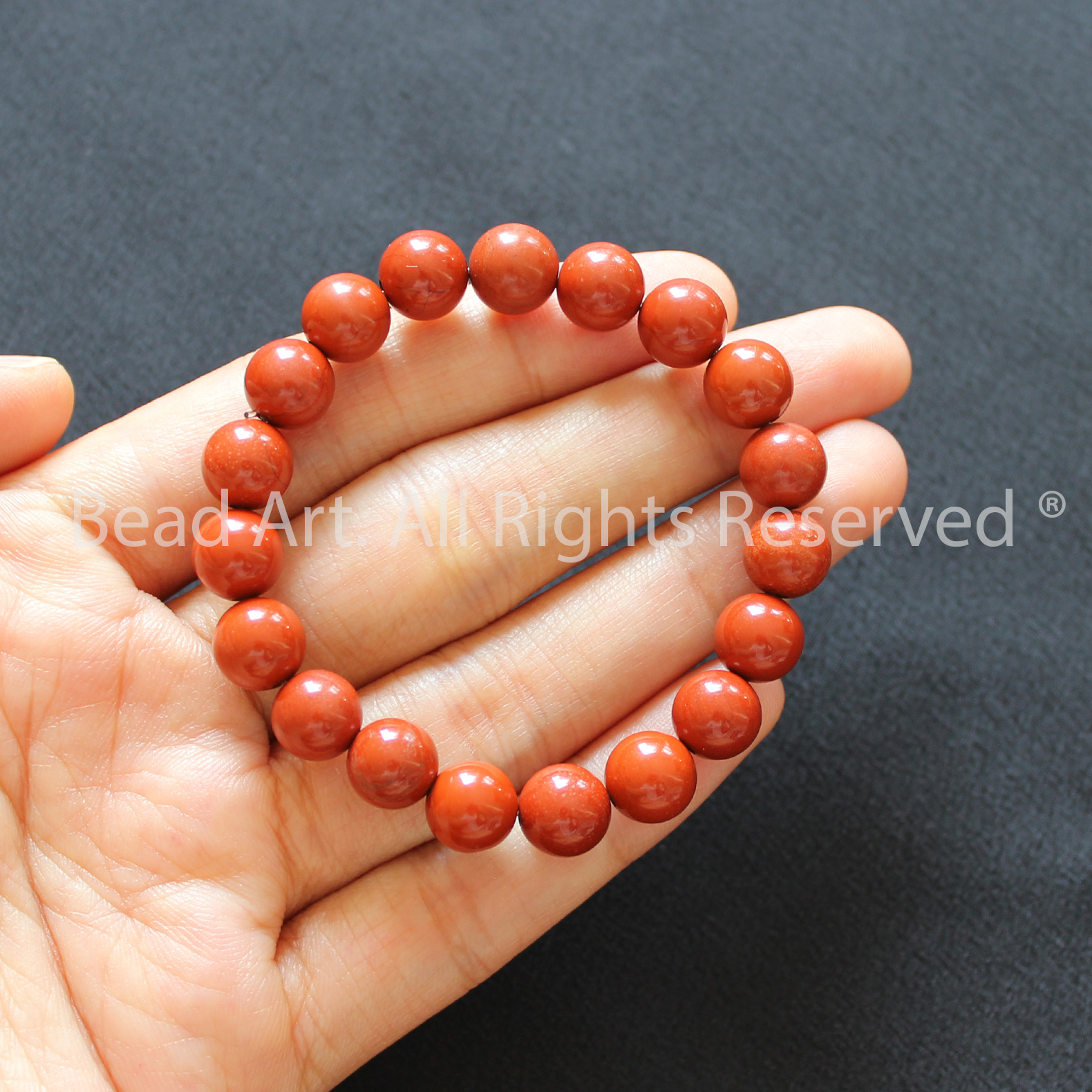 Vòng Tay 8MM Đá Red Jasper Tự Nhiên Nâu Đỏ Loại AA, Phối Vòng Tay Phong Thuỷ, Chuỗi Hạt, Mệnh Thổ, Kim - Bead Art