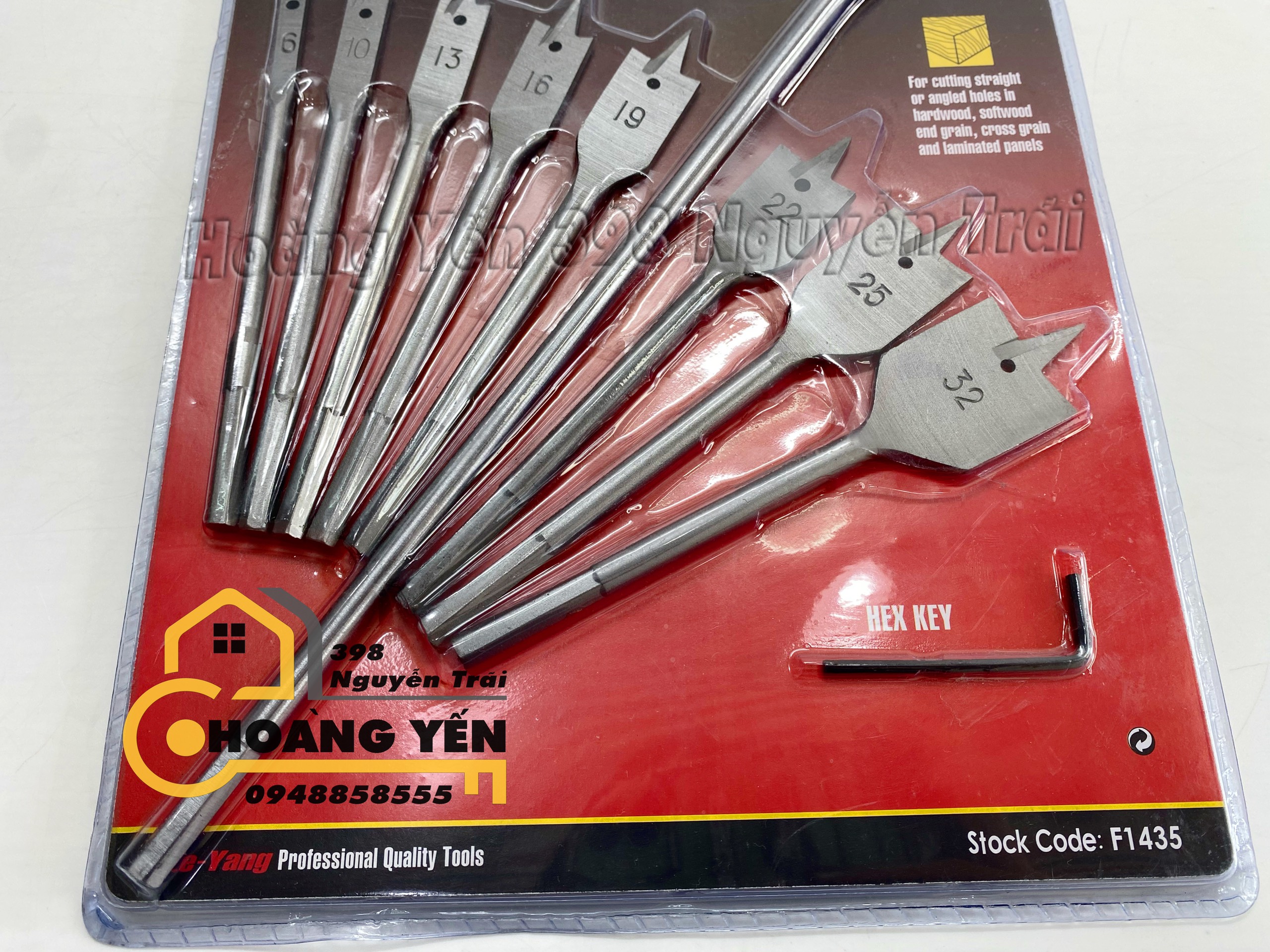 Bộ 8 mũi khoan khoét gỗ đuôi cá Ze Yang kích thước 6-32mm, bộ mũi khoan khoét lỗ gỗ