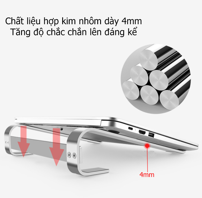 Giá Đỡ Tản Nhiệt Nhôm GD03 Cho Macbook, Laptop, Ipad Hỗ Trợ Tản Nhiệt Chắc Chắn - Hàng Chính Hãng