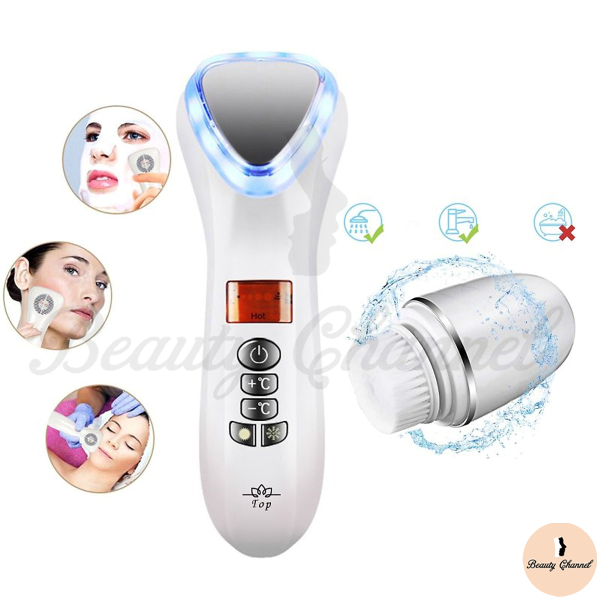 Búa Điện Di Massage Mặt Làm Đẹp Da Photon Nóng Và Lạnh Kết Hợp Rung Sonic Cải Thiện Lỗ Chân Lông Hiệu Quả  Kèm Máy Rửa Mặt Tẩy Trang Mini Tiện Lợi 3 Trong 1