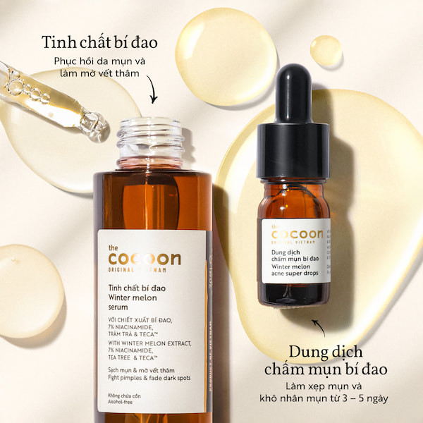 Dung dịch chấm mụn bí đao Cocoon 5ml giảm sưng to, diụ nốt mụn thuần chay