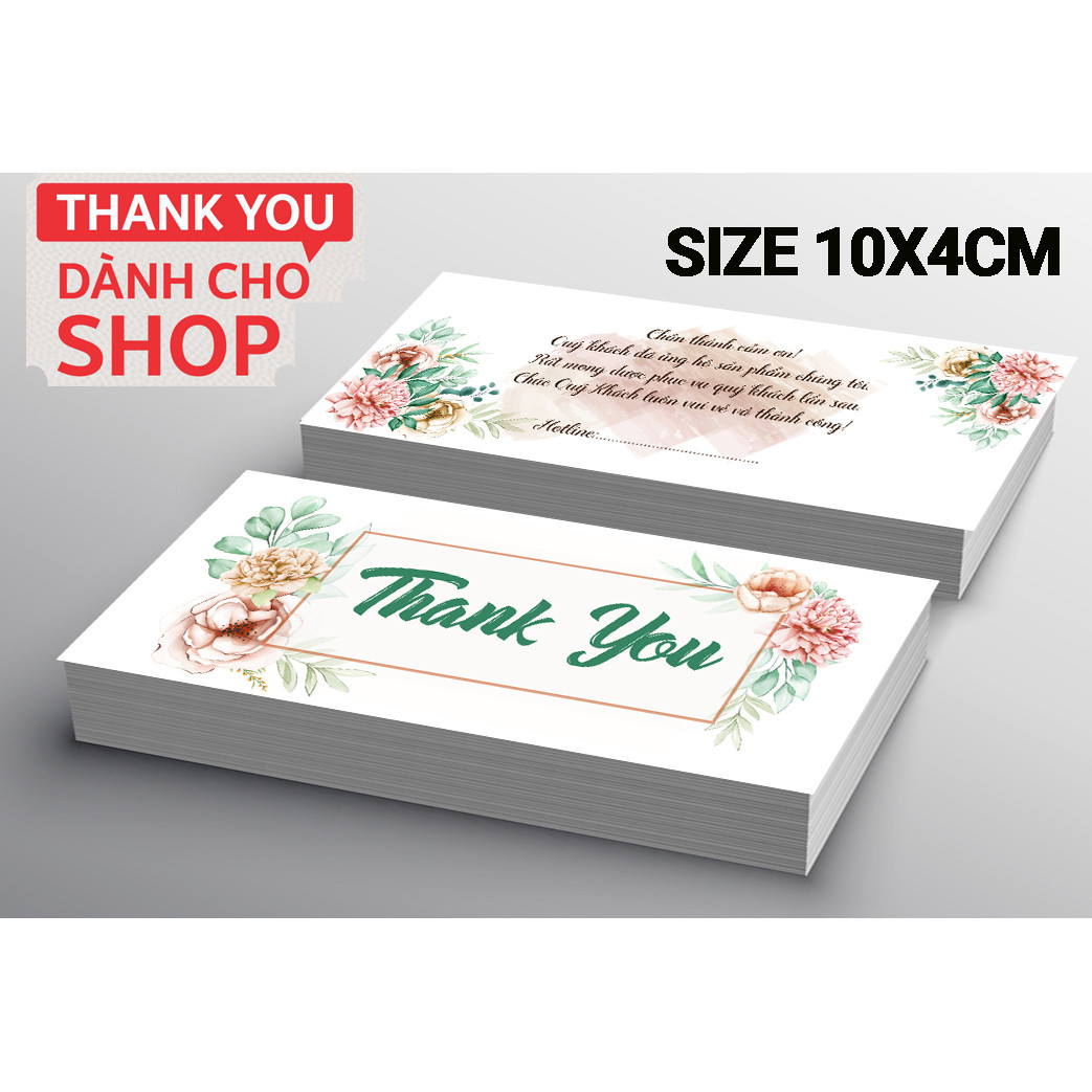 500 Thẻ Cảm Ơn Cho Shop - Mẫu 16 Màu Nâu Nước - 10x4cm, mẫu dài