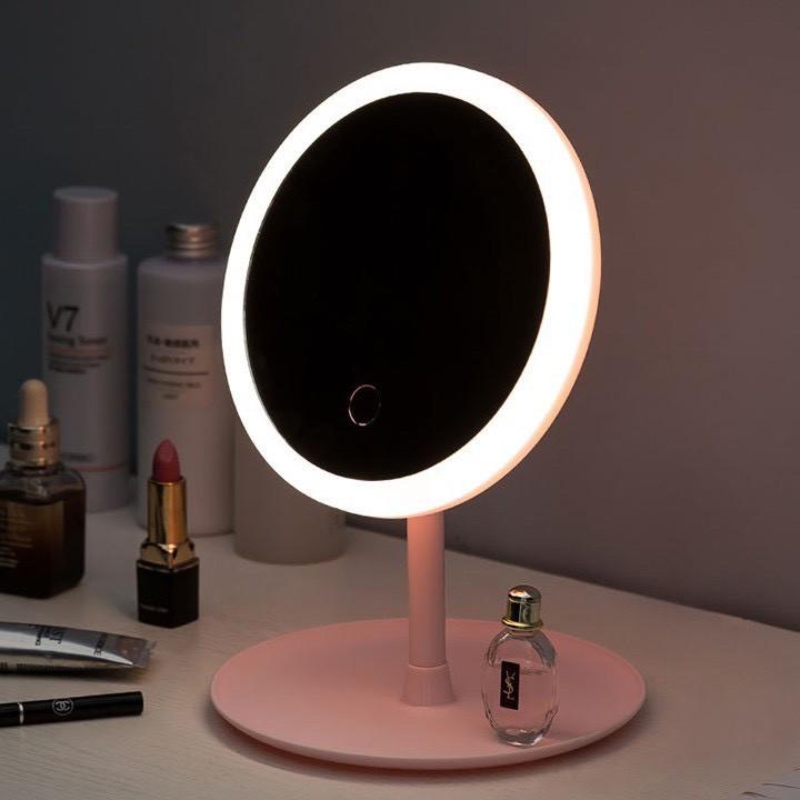 Gương soi trang điểm để bàn có đèn LED siêu đẹp tặng kèm dây sạc