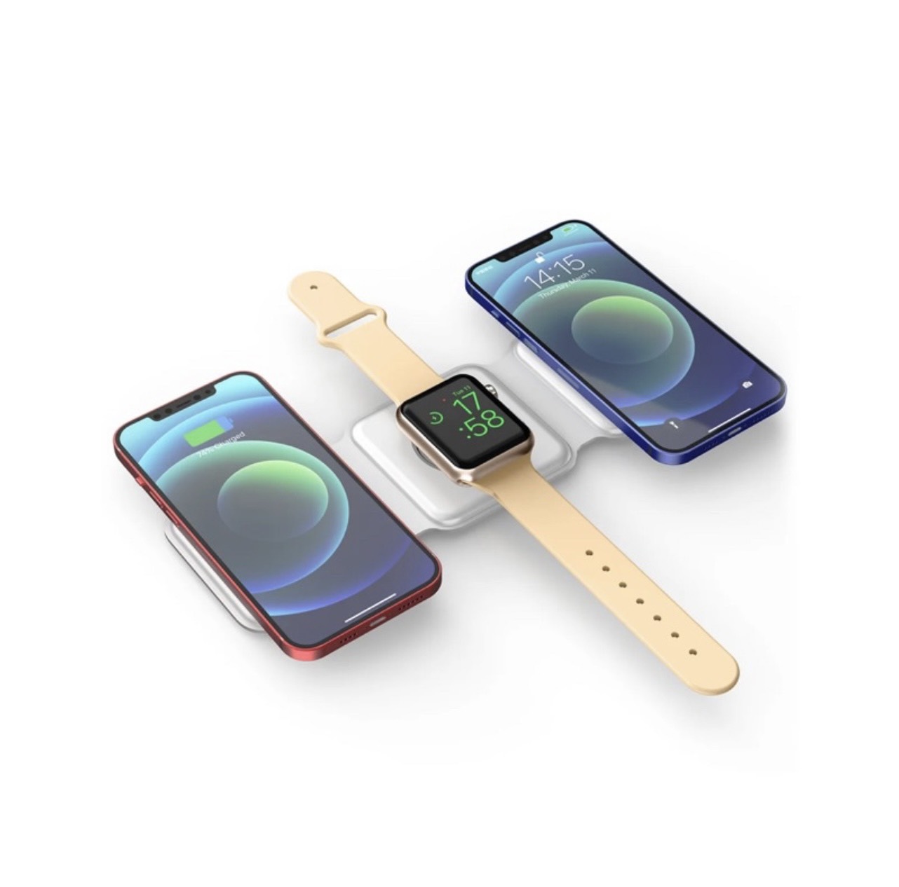 Đế Sạc Không Dây Magsafe Wiwu Power Air 3 in 1 Dành Cho Apple Watch, Iphone 12, 13, Airpods Có Nam Châm Hai Mặt - Hàng Chính Hãng