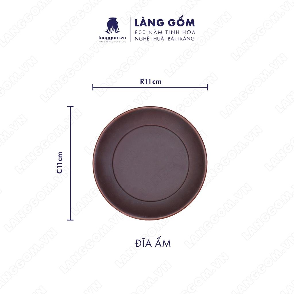 Bộ ấm chén đất nung chóp nhỏ - Men mộc - Gốm sứ Bát Tràng - langgom.vn