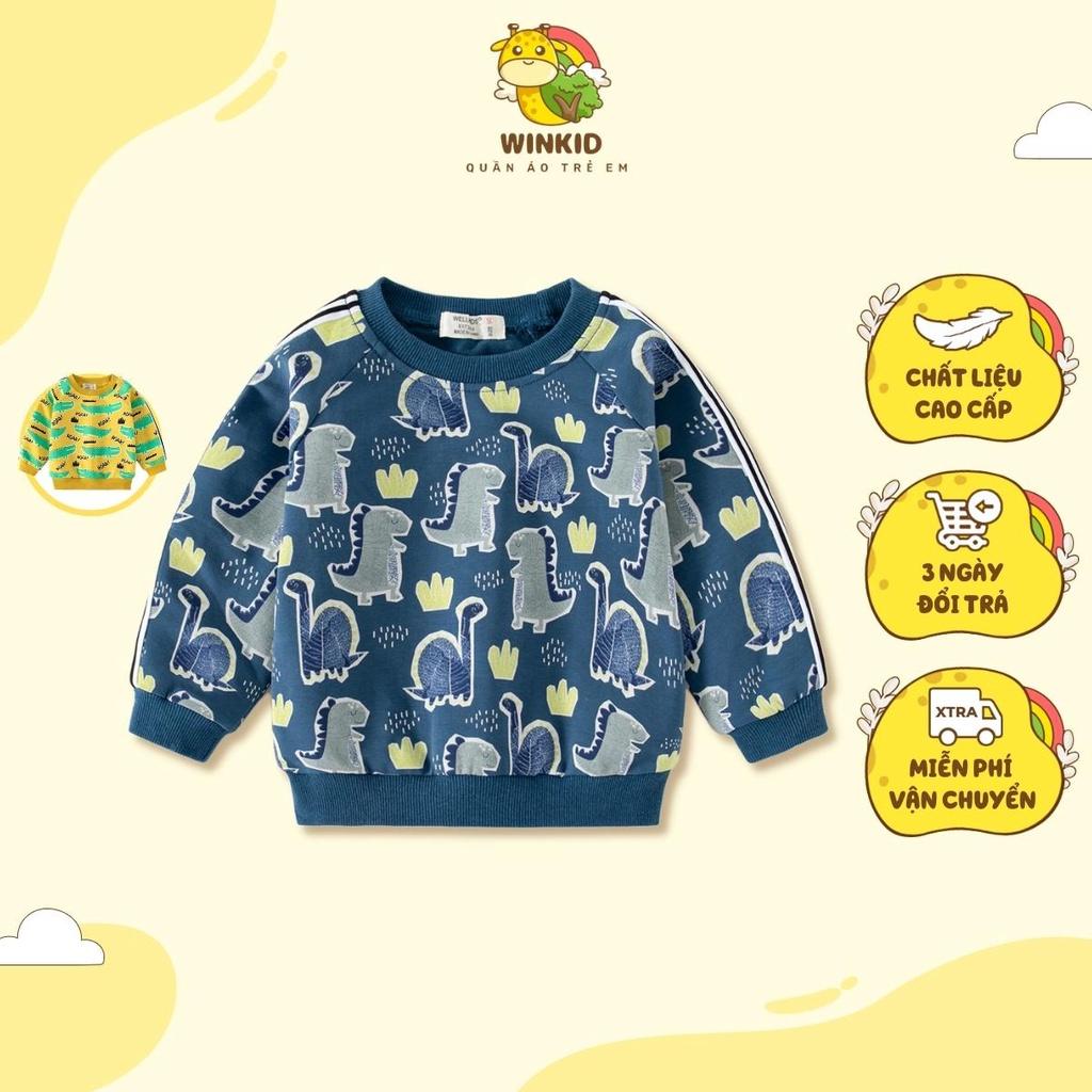Áo nỉ cho bé WELLKIDS, áo nỉ da cá dài tay thu đông họa tiết động vật nhiều màu sắc - WK008