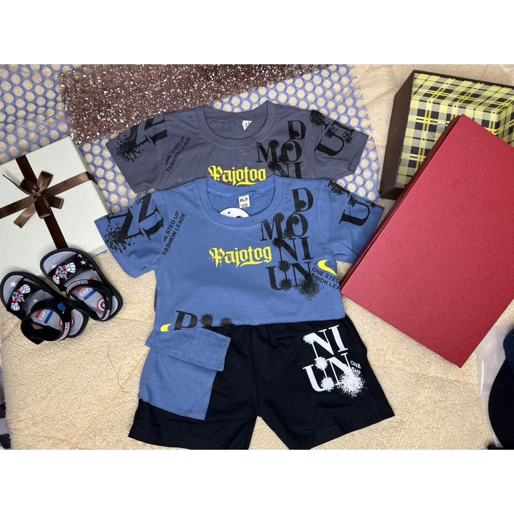 Đồ bộ cộc tay bé trai M&P Kids Bộ quần áo cộc tay chất liệu cotton cho bé trai từ 8 - 16 kg