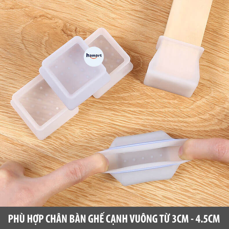 COMBO 4 Miếng Lót Chân Bàn Ghế Silicone Bọc Chân Bàn Ghế Vuông &amp; Tròn Tiện Lợi