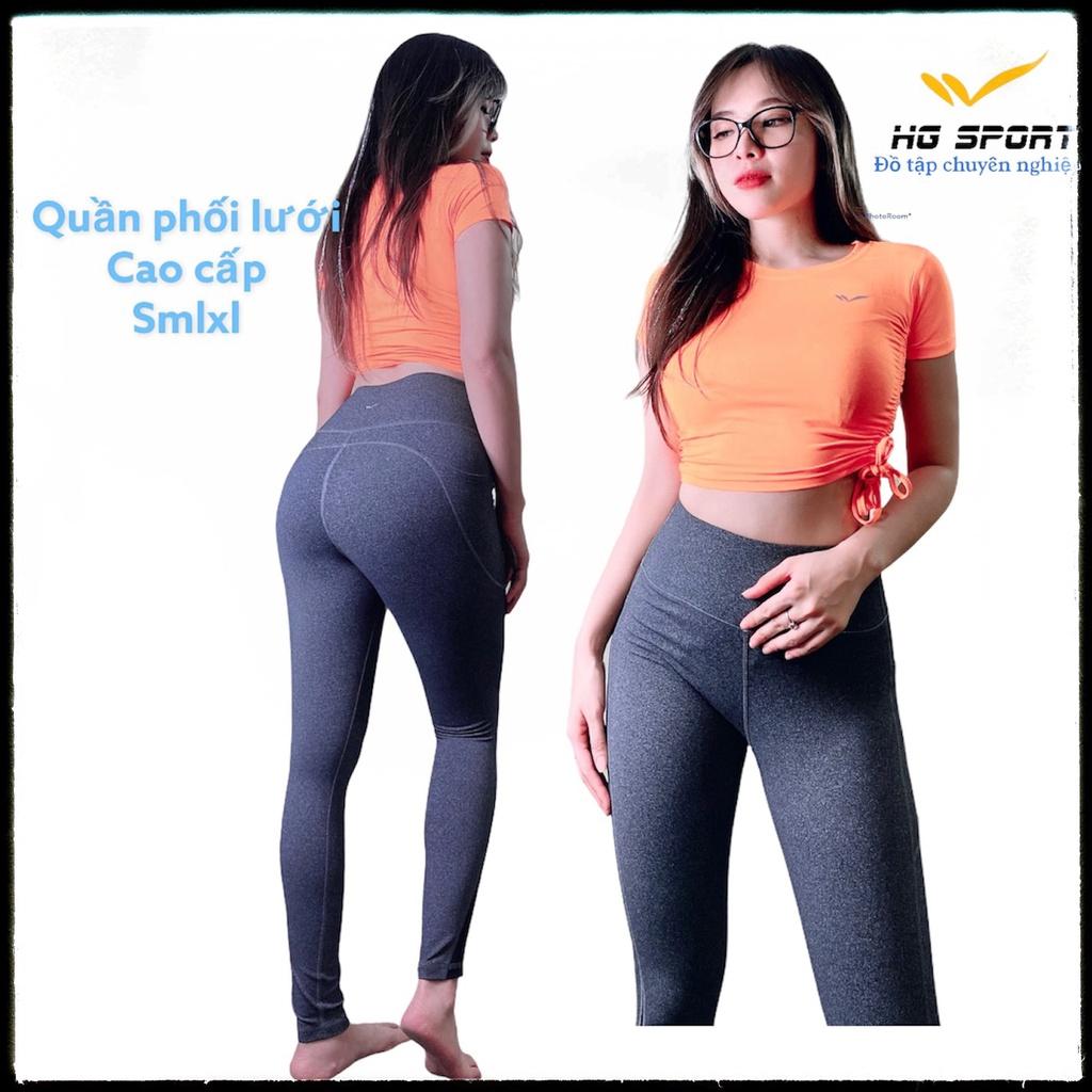 Quần Tập Gym, Yoga, Thể Thao Cao Cấp nữ quần dài lưng cao,phối lưới, túi cạnh Hg Sport QD508