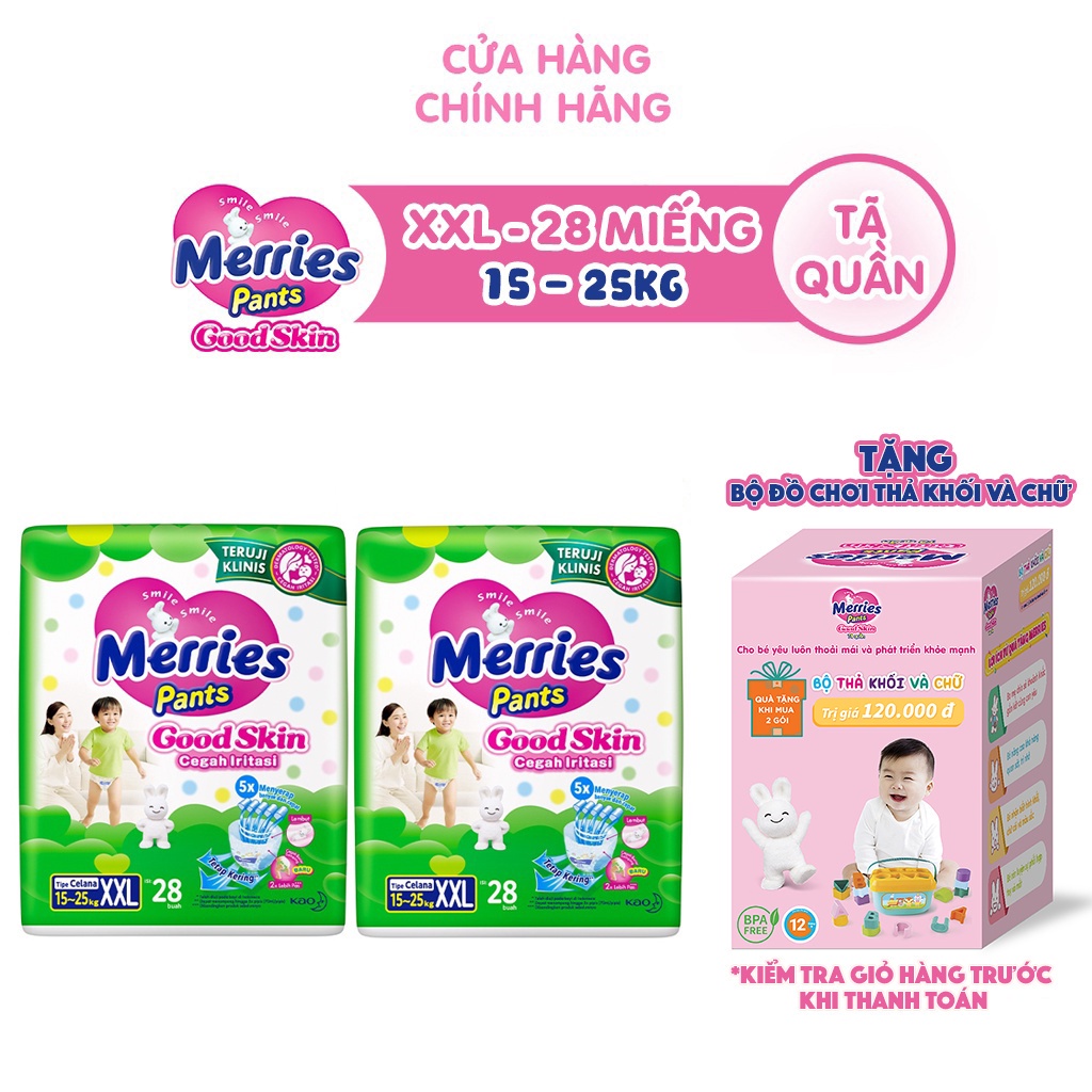 Combo 2 Tã quần Merries Goodskin đủ size M50/L44/XL38/XXL28