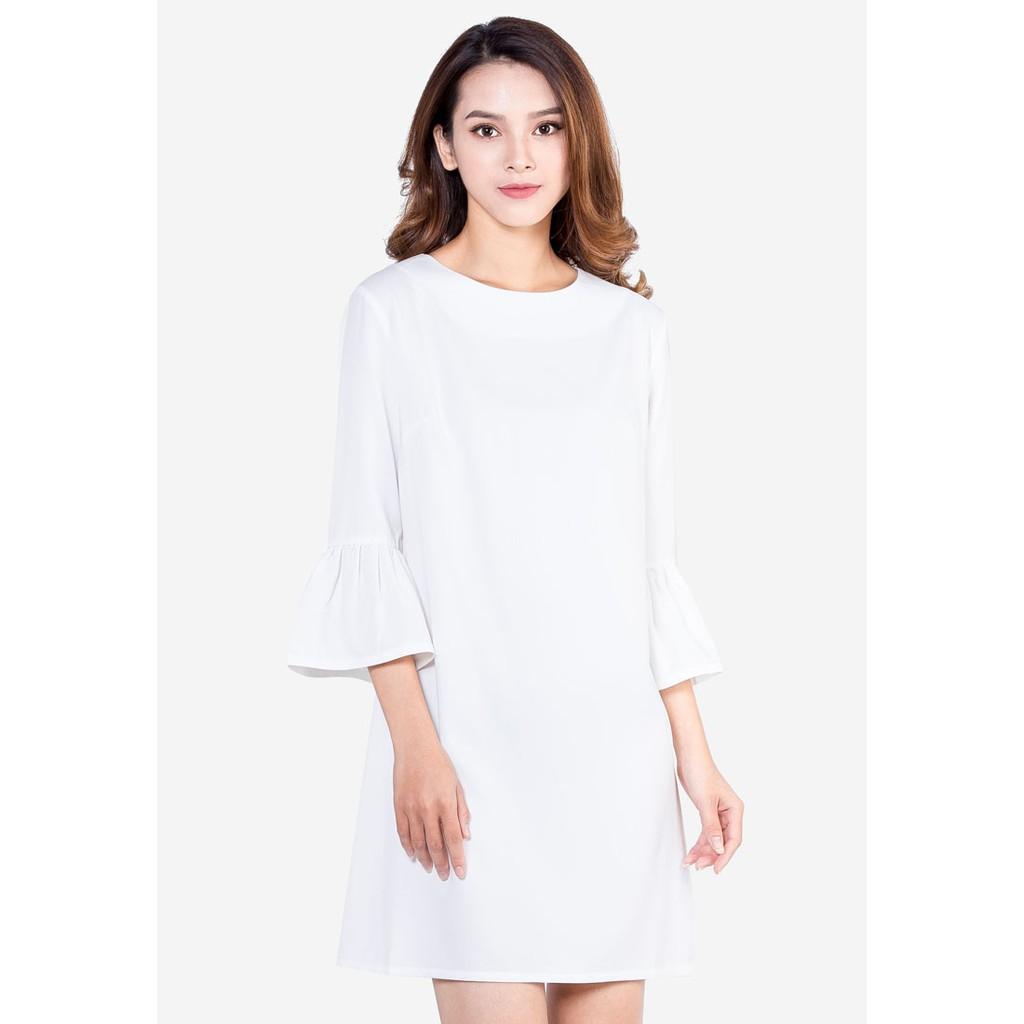 Đầm suông cổ tròn tay lỡ phối bèo điệu đà-DS65