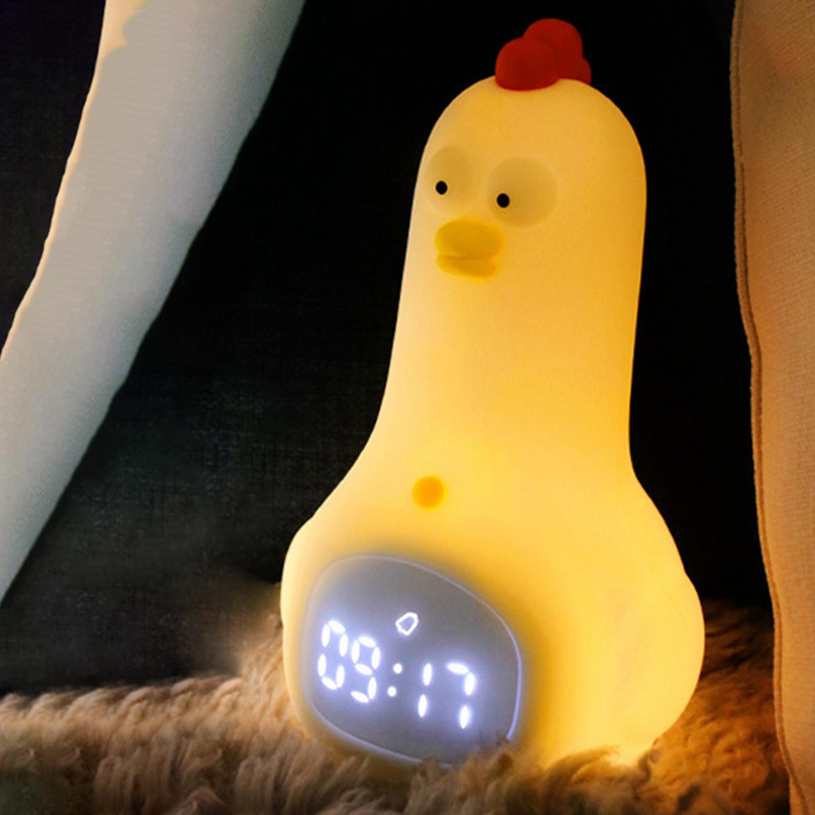 Chicken Silicone Night Light Electronic  Clock for Nursery Decoration