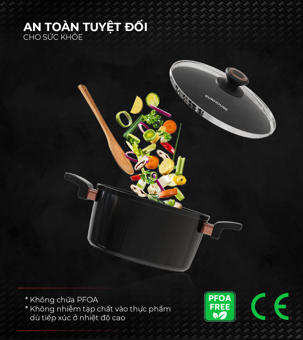NỒI CHỐNG DÍNH ULTRA TITANIUM SUNHOUSE 18-20-24CM
