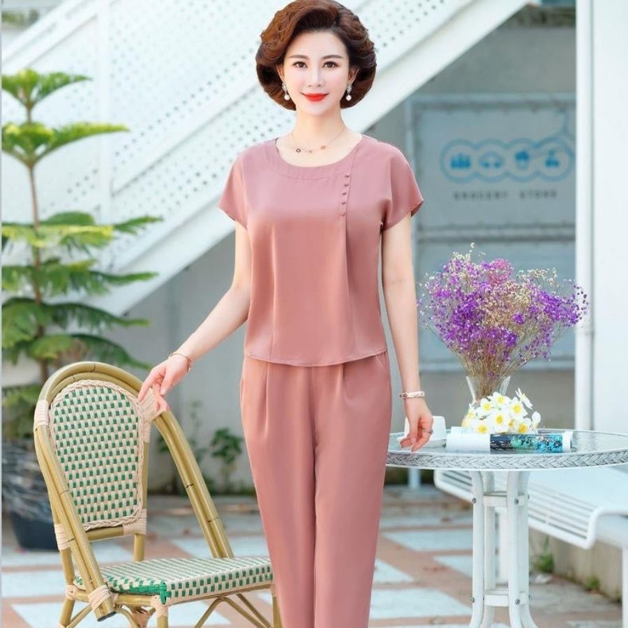 Đồ Bộ Trung Niên Nữ Cho Bà Cho Mẹ Bigsize Vải Lụa Cao Cấp Mềm Mịn Thấm Hút Mồ Hôi  Có Nhiều Màu TN3