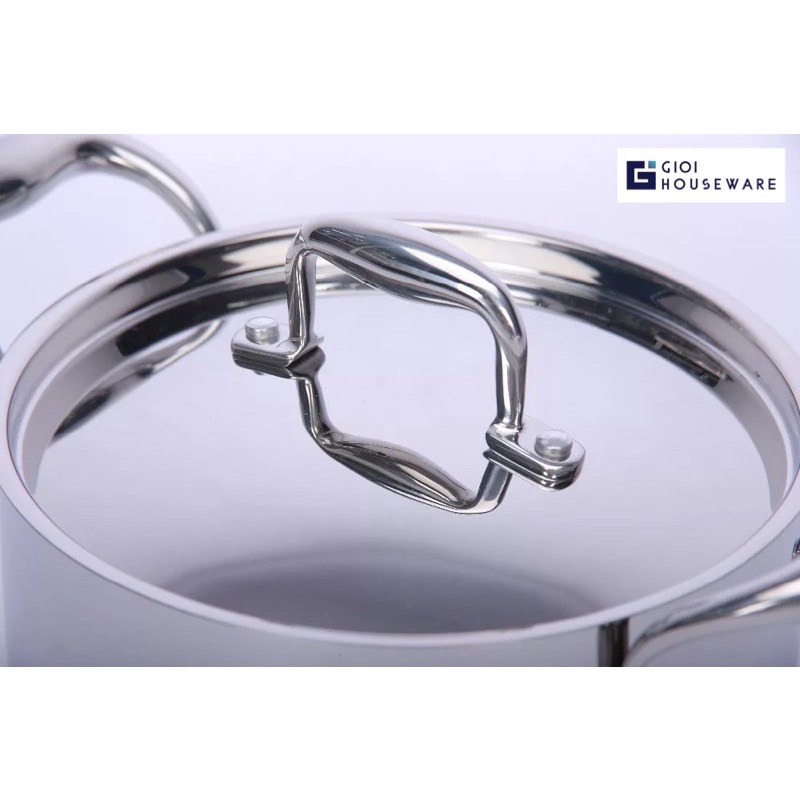 Nồi 3 Đáy inox304, Đánh Bóng Gương Chất Lượng Cao, 5Lít 24cm
