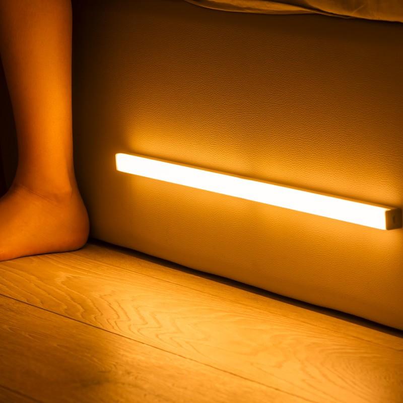 Đèn cảm biến gắn giường, cầu thang, toilet, tủ đồ, tự động bật/tắt ánh sáng ban đêm, sạc bằng USB