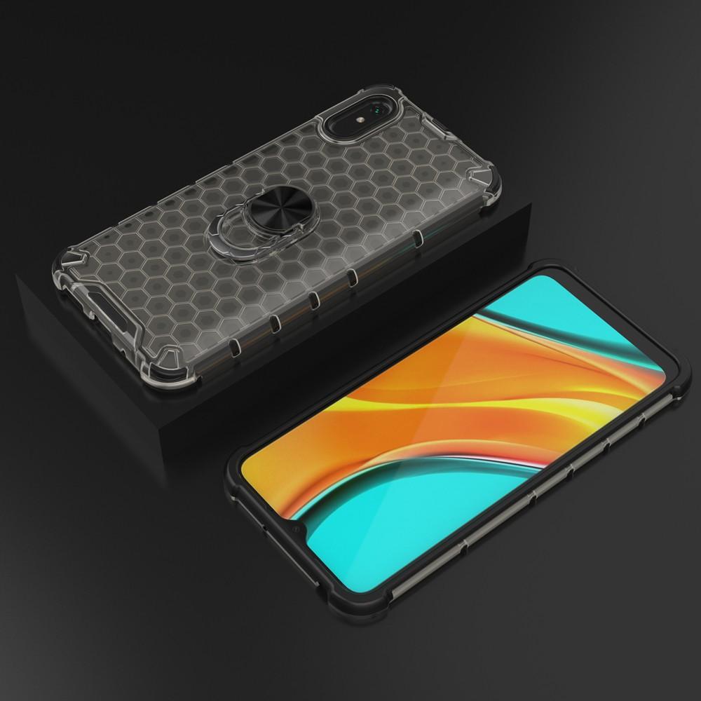 Ốp lưng cho Xiaomi Redmi 8 8A 9 9A 9C chống sốc họa tiết tổ ong kèm nhẫn iring