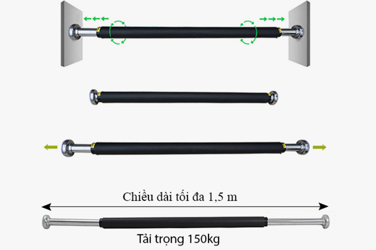 Xà Đơn Gắn Cửa Thế Hệ Mới Đại Việt Sport - Đen