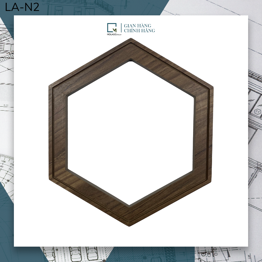 Bộ lục giác gỗ treo tường đồ trang trí phòng lục giác vân gỗ đậm decor treo tường gỗ trang trí Molago - LA-N