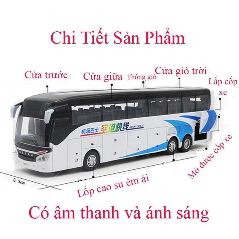 Mô hình xe bus chở khách hạng thương gia bằng hợp kim có nhạc và đèn mở được tất cả cánh cửa