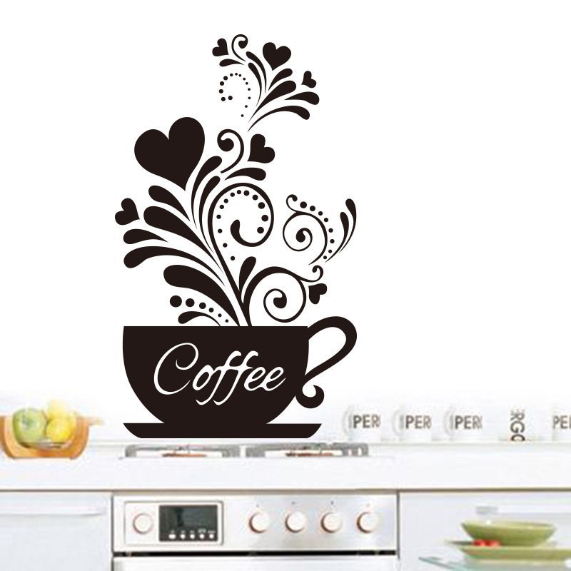 Decal dán tường coffe size lớn hoa văn độc đáo
