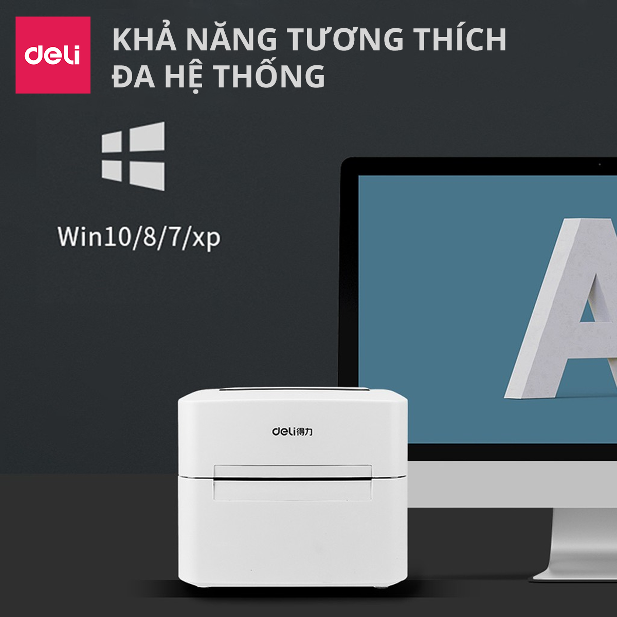 Máy In Nhiệt Cao Cấp Deli - In Đơn Hàng, Tem Mã Vạch, Hóa Đơn, Bill TMĐT - Phù Hợp Nhà Hàng, Kinh Doanh Online - Không cần mực in xong có thể dán hóa đơn ngay - Kết Nối USB, Bluetooth - Hàng Chính Hãng - DL-720C