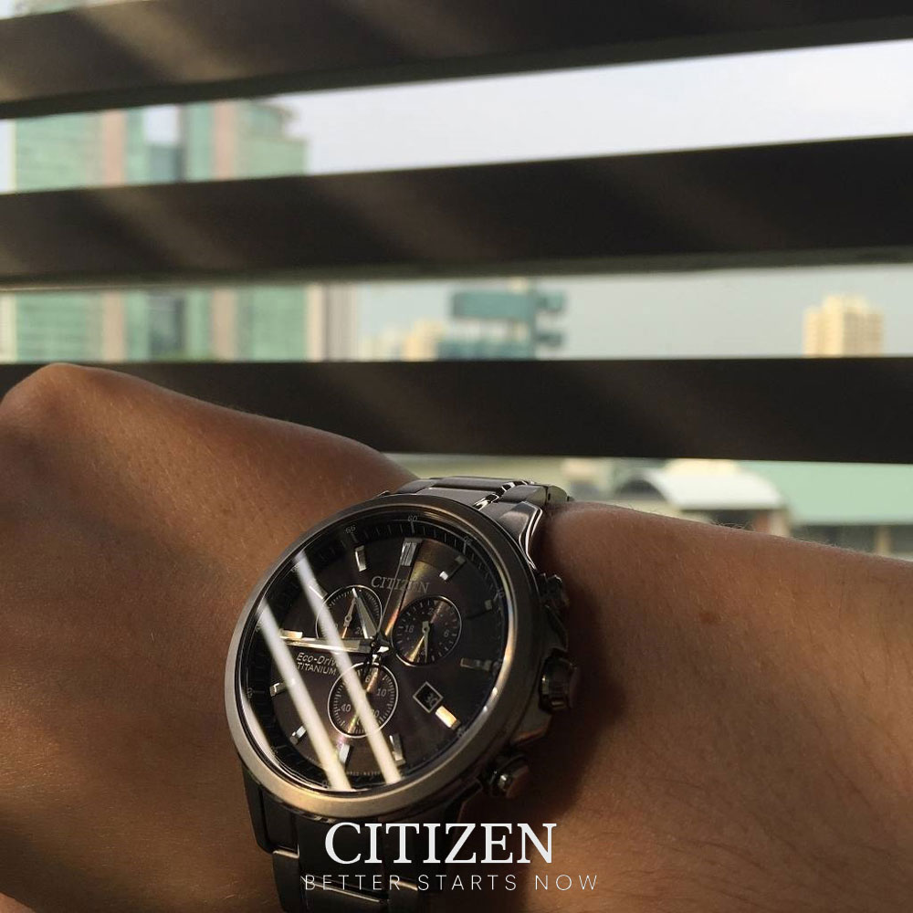 Đồng Hồ Nam Citizen Dây Titanium AT2340-81E - Mặt Đen (Sapphire)