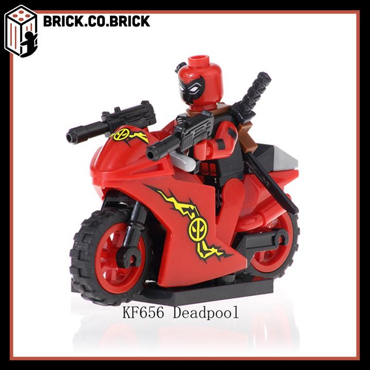 Đồ chơi lắp ráp Xếp hình Deadpool kèm xe Moto Đỏ minifig lẻ KF656