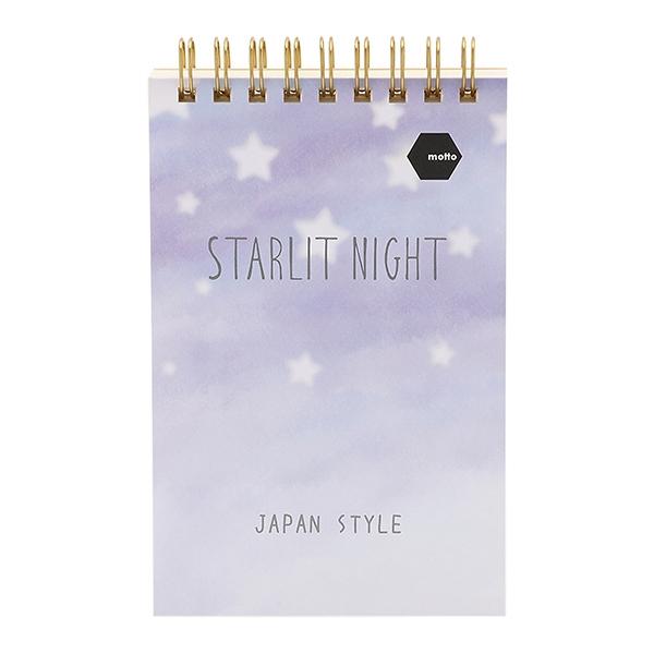 Sổ Lò Xo Twin Memopad STARLIT NIGHT Motto A6 120 Trang Japan CYTM97-SN