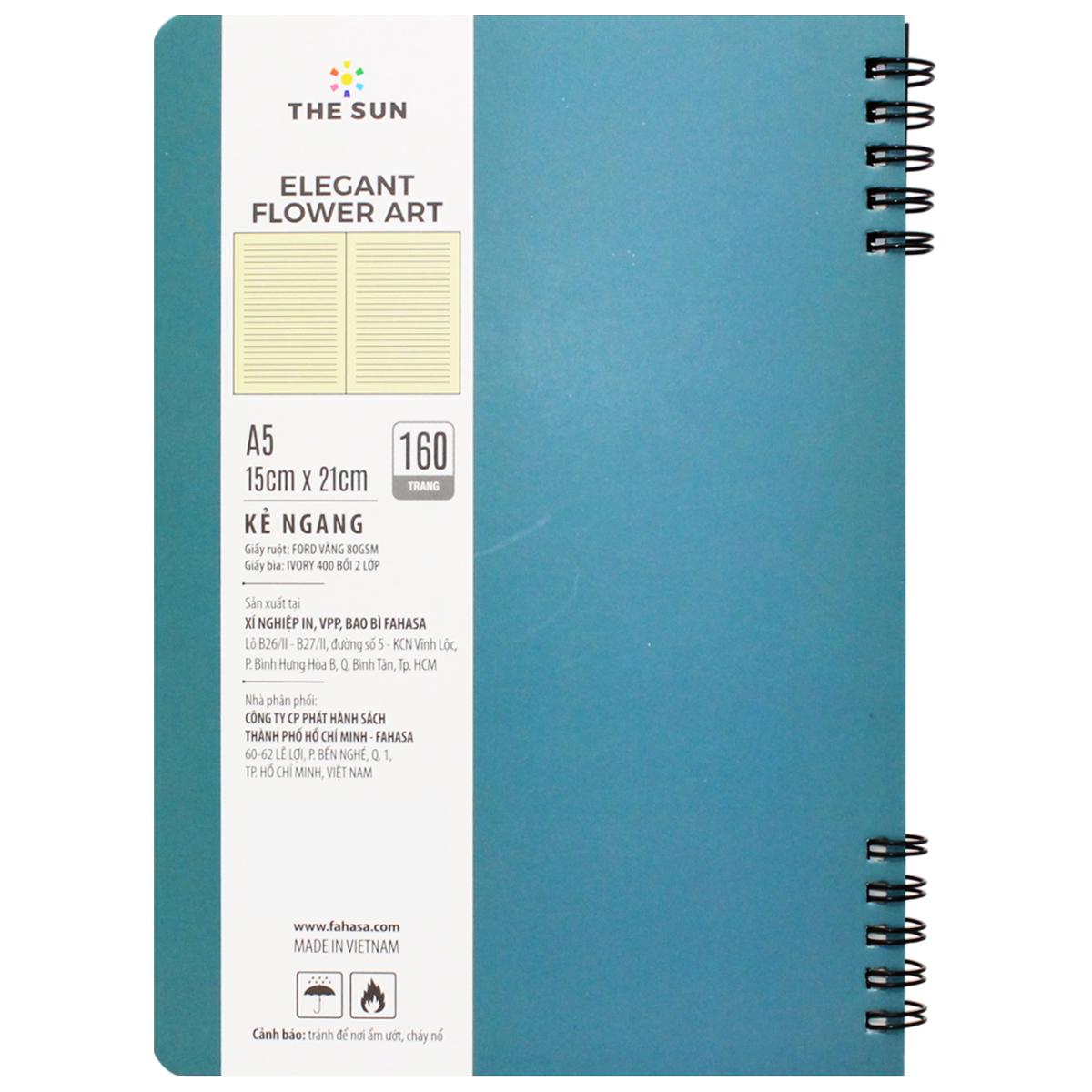Sổ Lò Xo Elegant Flower Art A5 - Kẻ Ngang - 160 Trang 80gsm - The Sun 04