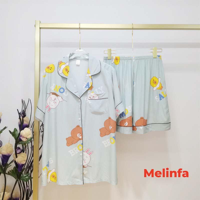 Bộ đồ ngủ Pijamas, bộ mặc nhà nữ cộc tay, quần short chất vải cotton lụa tự nhiên thoáng mát nhiều màu mã VABD0175