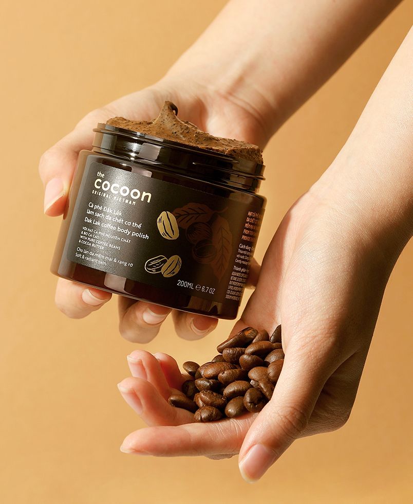 Combo Cà phê Đắk Lắk làm sạch da chết cơ thể Cocoon 200ml + Son tẩy da chết môi cà phê Đắk Lắk Cocoon 5g