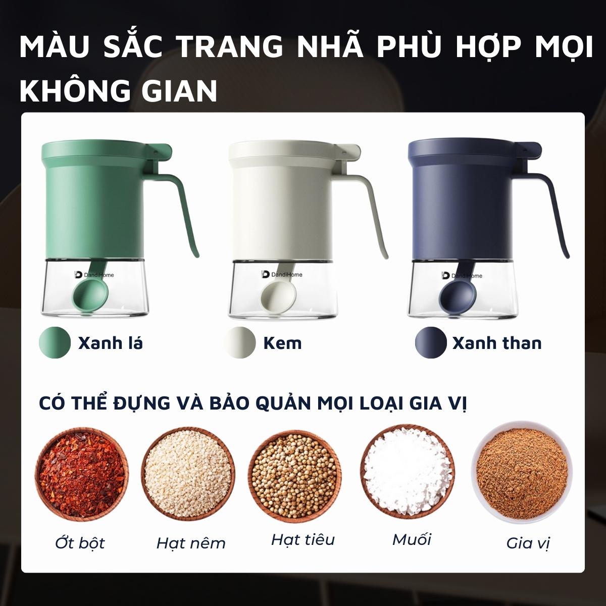 Lọ đựng gia vị, hũ đựng gia vị thủy tinh và nhựa PP DandiHome sang trọng, bền, đẹp, tiện lợi