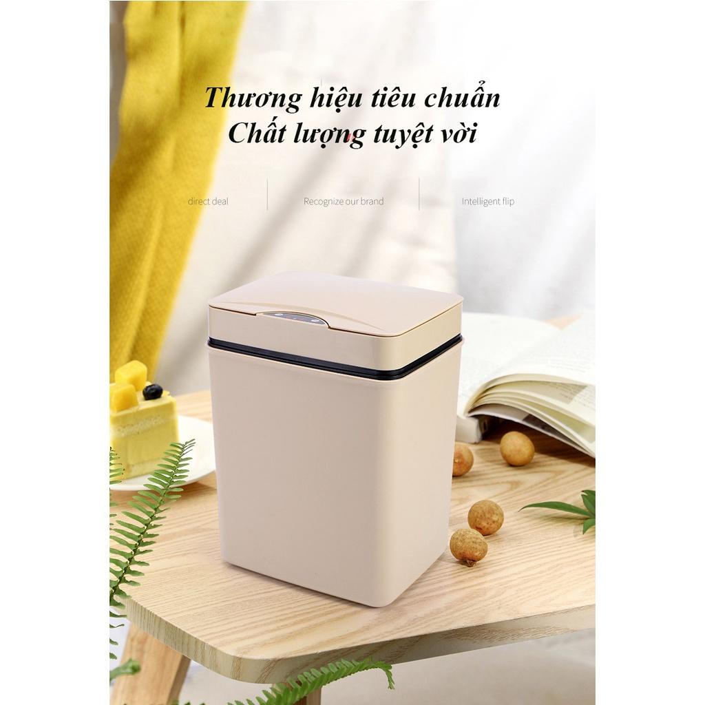 Thùng rác 15L cảm biến thông minh JX-15 tự động đóng mở dễ dàng vệ sinh sử dụng Pin AA 3 màu sang trọng