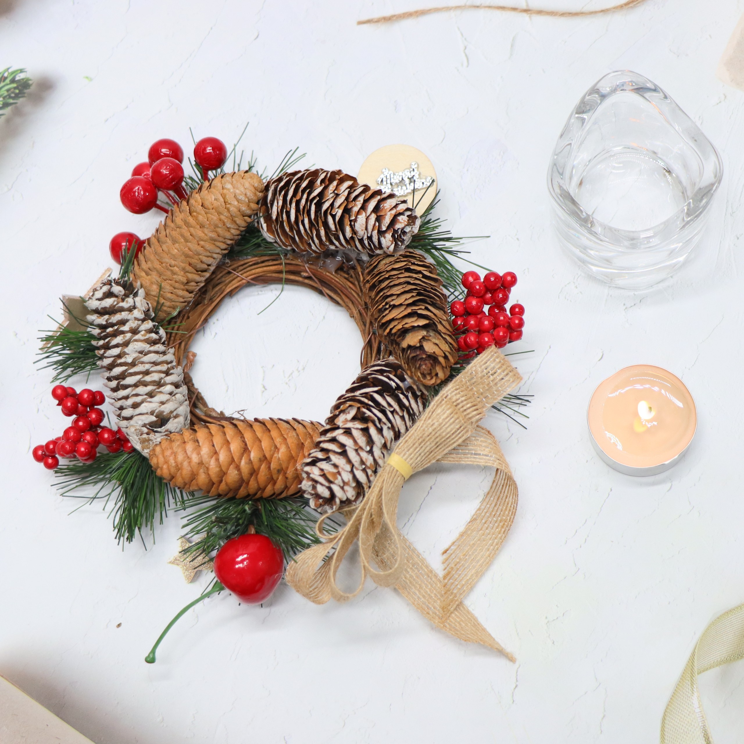 Nến Giáng Sinh Có Trang Trí Để Bàn NEN03 Trang Trí Noel – Mẫu LƯỢN SÓNG