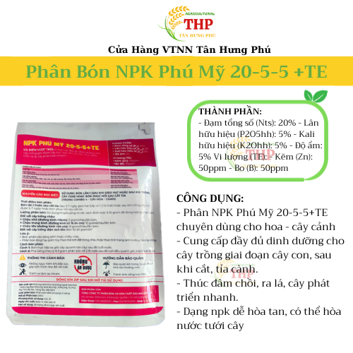 Phân Bón NPK Phú Mỹ 20-5-5 +TE | PHÂN BÓN Chuyên Hoa - Cây Cảnh | PHÂN BÓN